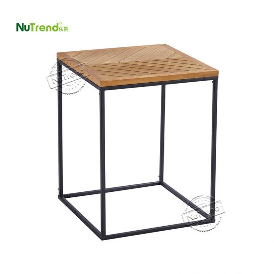wholesale Contemporary Solid Wood Top Metal Frame Sofa Side Table For Living Room Furniture Supplier China		