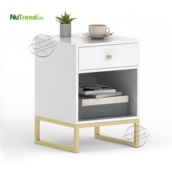 Gold Metal and Wood end table Furniture Supplier in China		