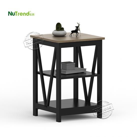 wholesale Dark Walnut Wooden 2 Tier V Shaped End Side Table Supplier China		