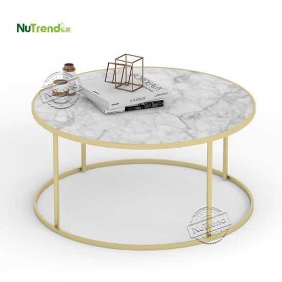  round gold and white metal frame cocktail coffee table Furniture Supplier in China